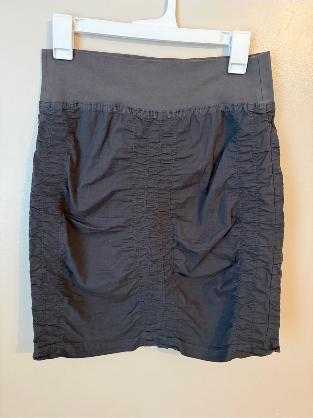 XCVI Wearables Trace Skirt Womens Small Stretch Cotton Lagenlook Gray USA